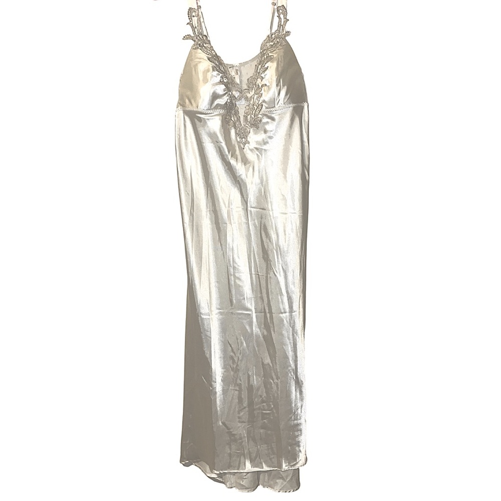 Ivory FLORA BY FLORA NIKROOZ STELLA SATIN VENISE TRIM NIGHTGOWN